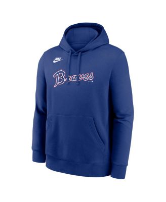 Men's Royal Atlanta Braves Cooperstown Collection Wordmark Club Hoodie
