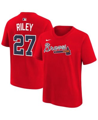Big Boys and Girls Austin Riley Red Atlanta Braves Name Number T-Shirt