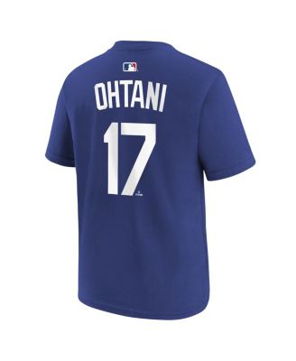 Big Boys and Girls Shohei Ohtani Royal Los Angeles Dodgers Name & Number T-Shirt