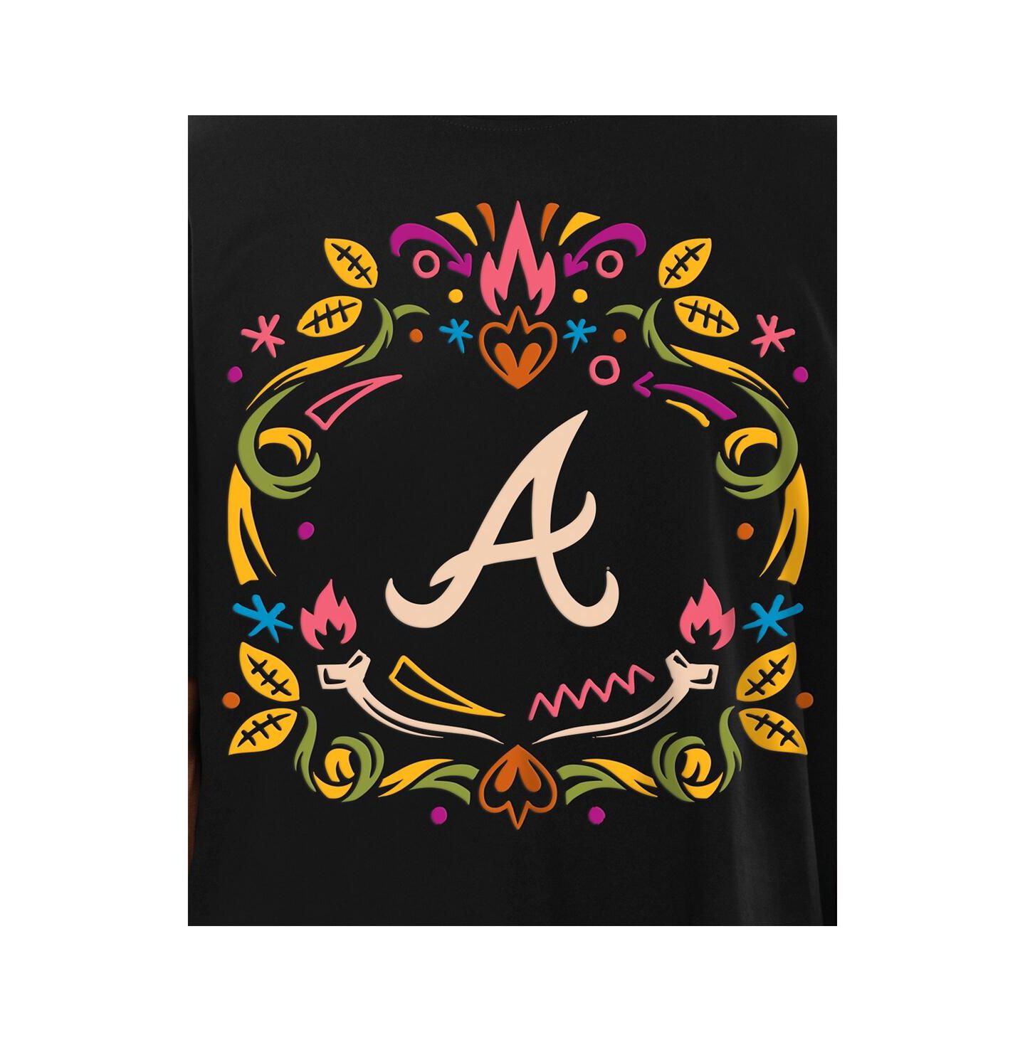 Мужская футболка New Era Black Atlanta Braves Día de los Muertos — фото 2