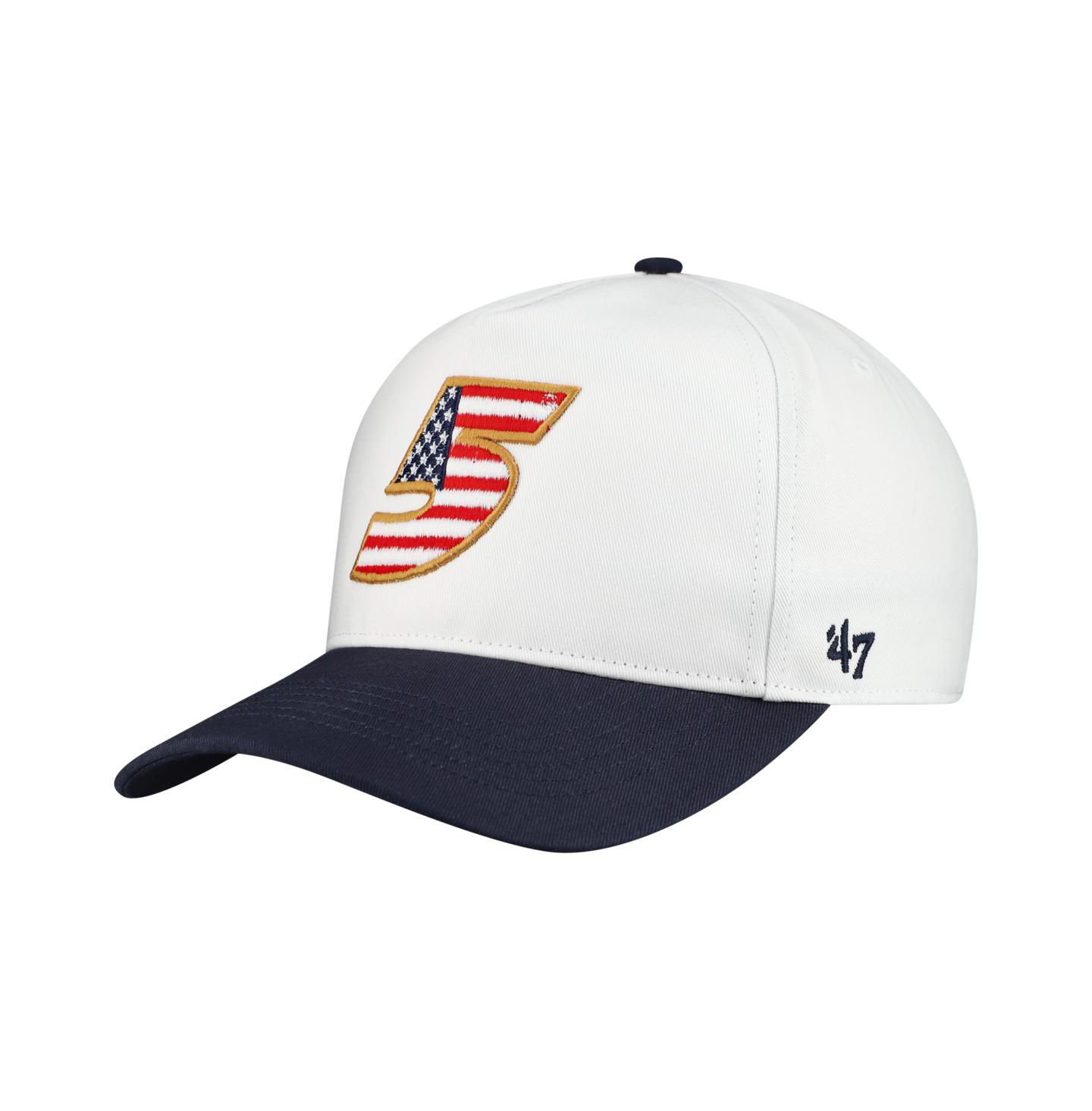 Мужской головной убор '47 Brand White Kyle Larson Flag Fill Two-Tone Team Adjustable Hitch Hat — фото 1