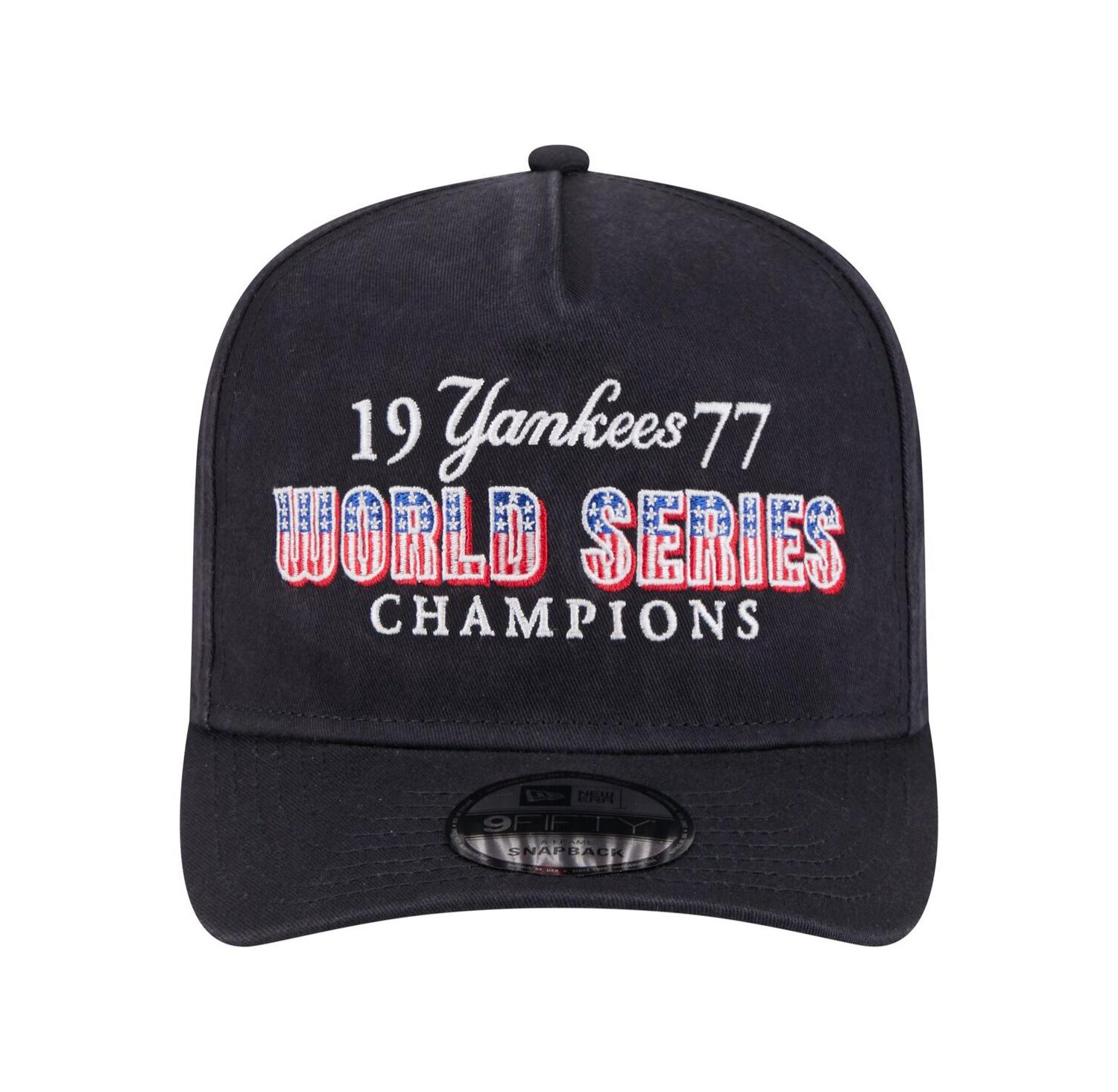 Men's Navy New York Yankees 1977 World Series Champions Throwback 9FIFTY A-Frame Snapback Hat
