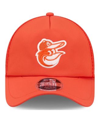 Men's Orange Baltimore Orioles 2026 Batting Practice Apex 9FORTY Adjustable Trucker Hat