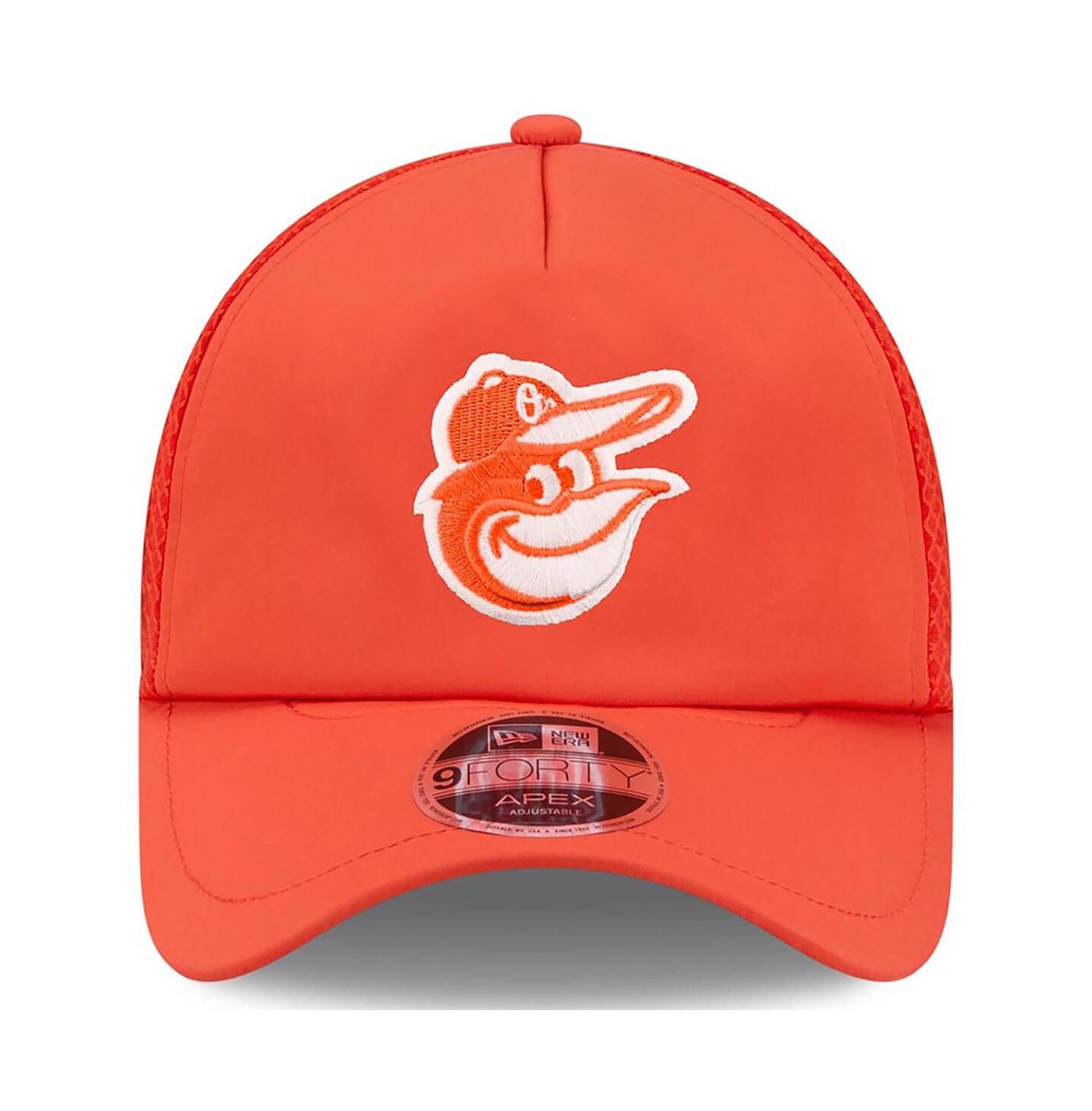 Мужская кепка New Era Orange Baltimore Orioles 2026 Batting Practice Apex 9FORTY Adjustable Trucker Hat — фото 4