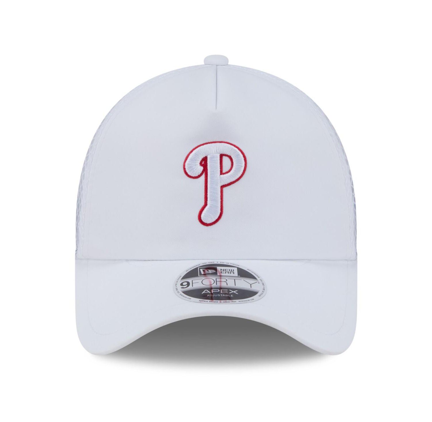 Men's White Philadelphia Phillies 2026 Batting Practice Apex 9FORTY Adjustable Trucker Hat