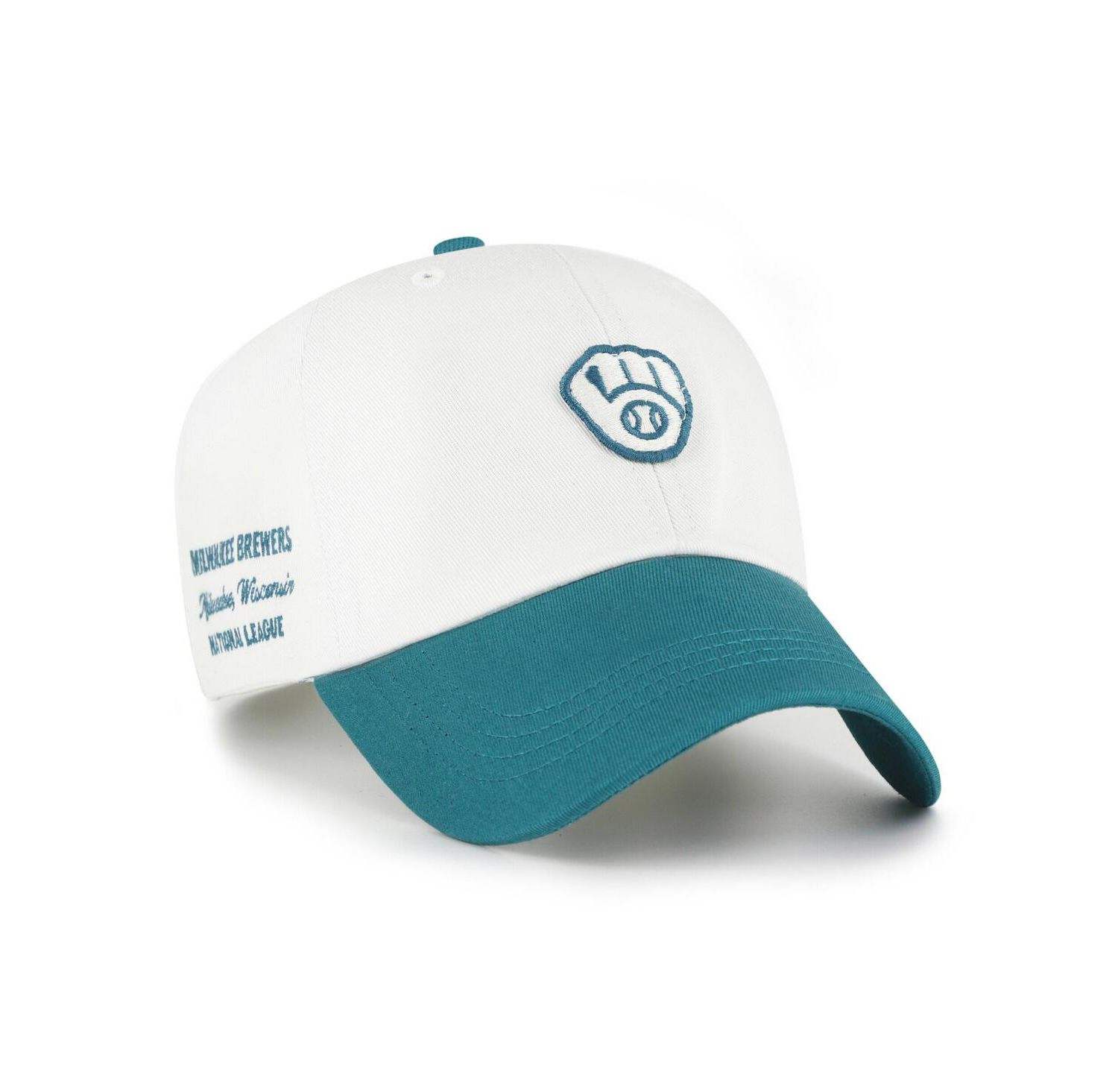 Men's White/Teal Milwaukee Brewers Contemporary Tonal Clean Up Adjustable Hat
