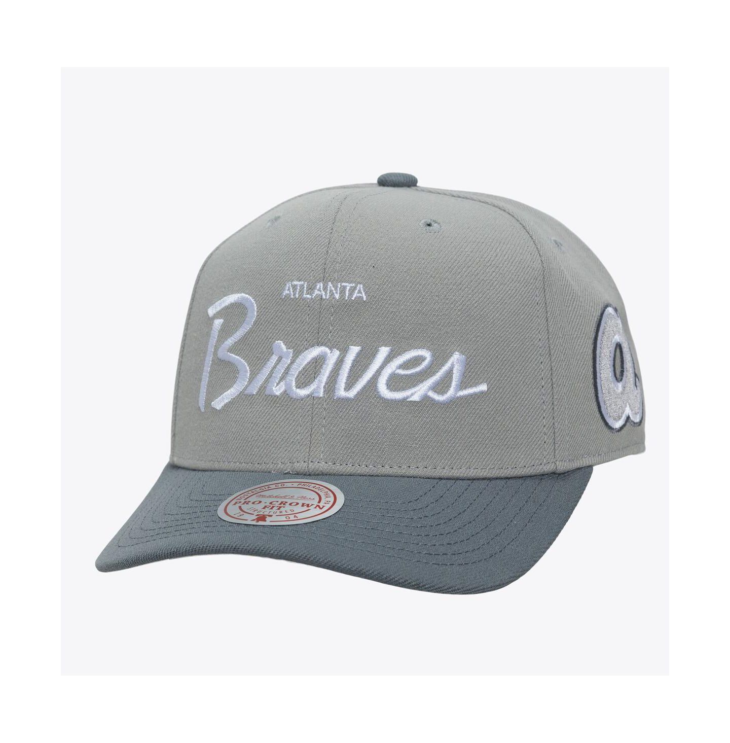 Мужская кепка Mitchell & Ness Gray Atlanta Braves Cooperstown Thunderstorm Head Coach Pro-Crown Adjustable Hat — фото 1