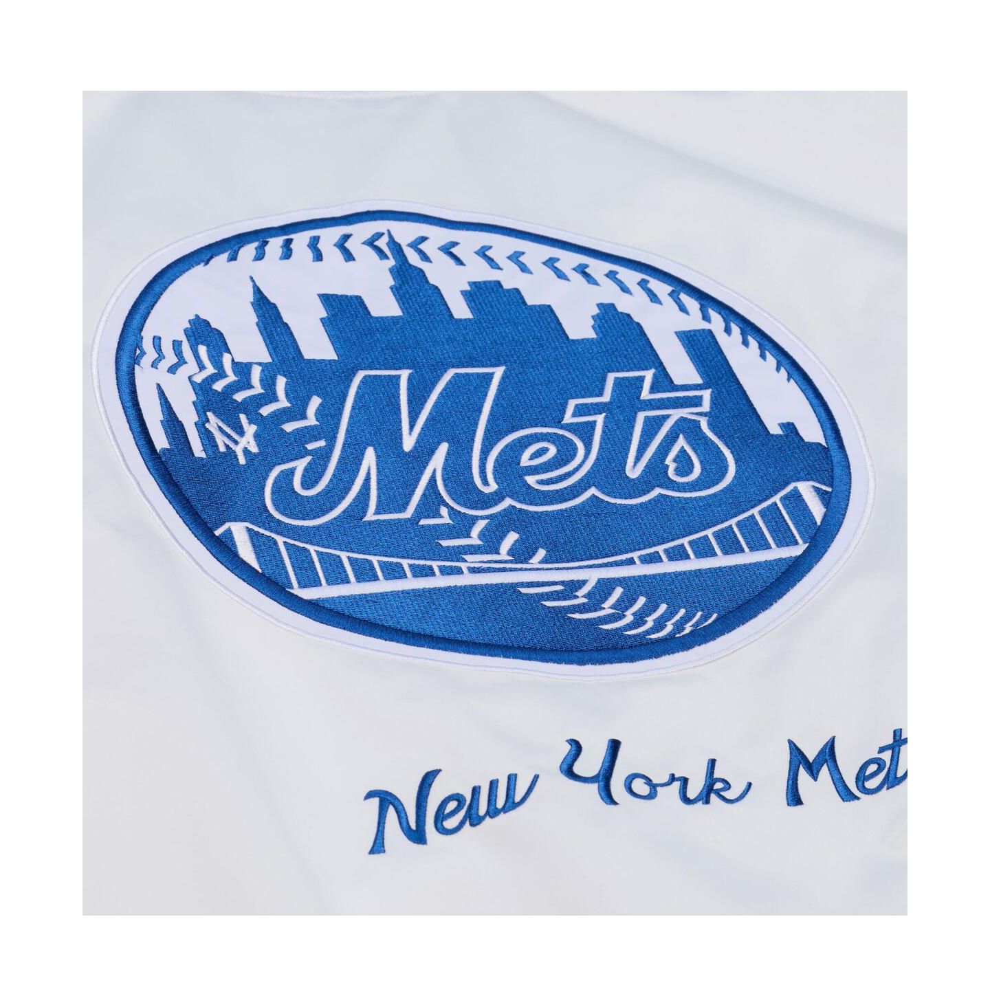 Мужская куртка Mitchell & Ness White New York Mets Cooperstown Collection Arctic Lightweight Satin Full-Snap — фото 3