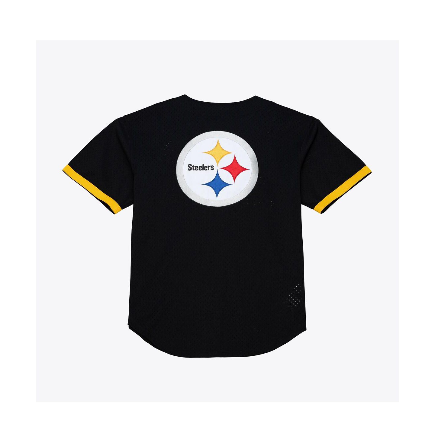 Мужской топ Mitchell & Ness Black Pittsburgh Steelers Head Coach Mesh Full-Button Fashion Jersey — фото 4
