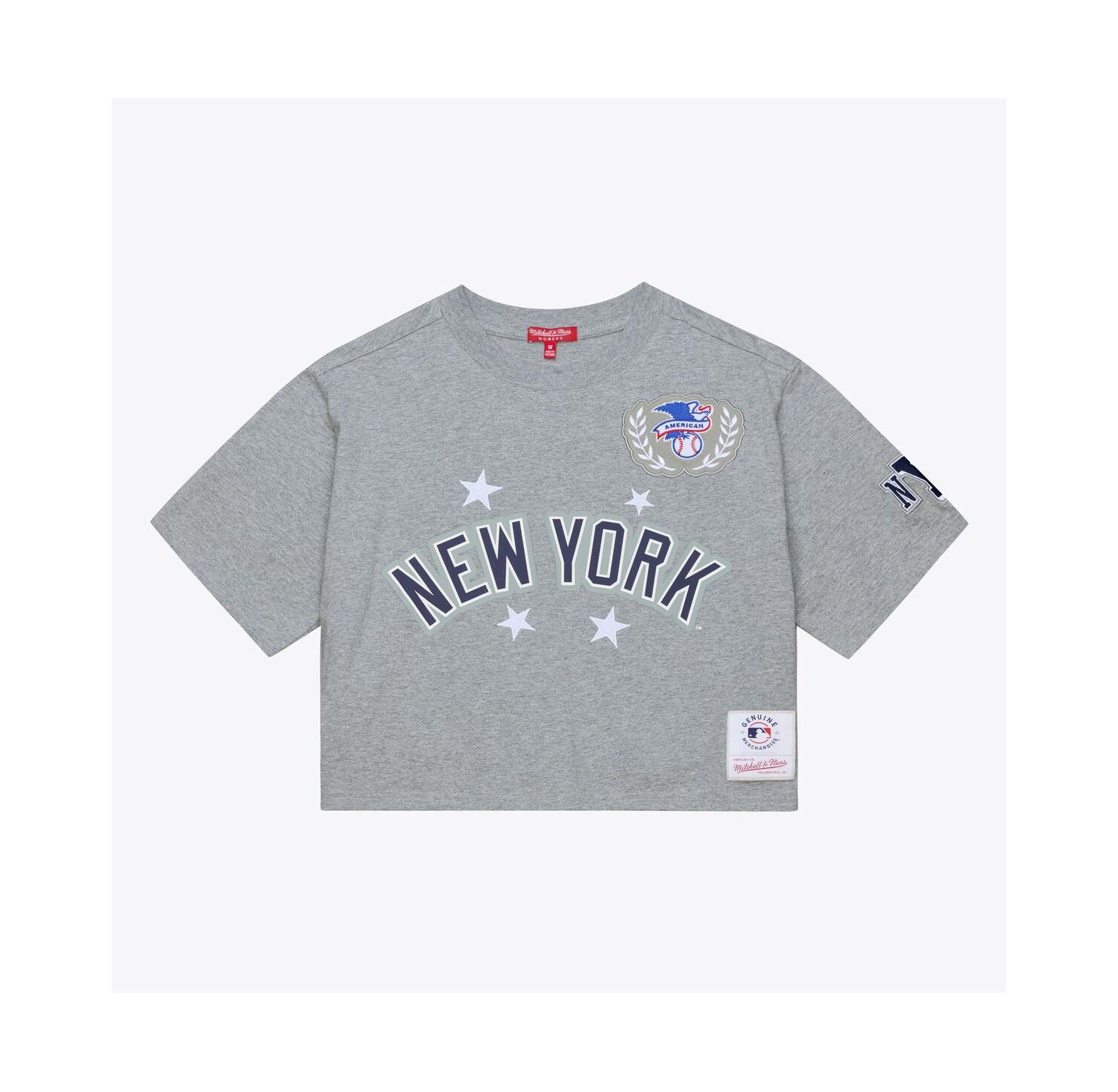 Women's Heather Gray New York Yankees Pep Rally Cropped Boxy T-Shirt