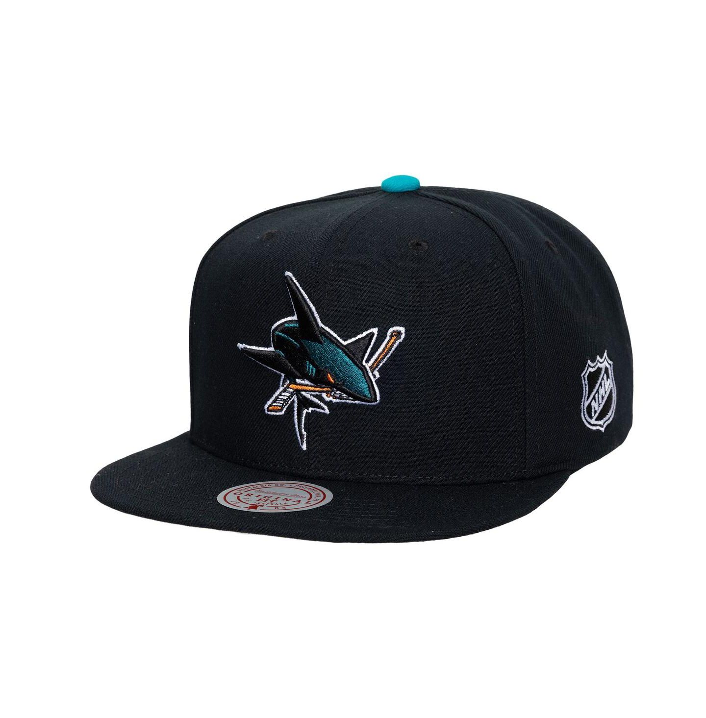 Мужская кепка Mitchell & Ness Black San Jose Sharks Legendary Away Snapback Hat — фото 1