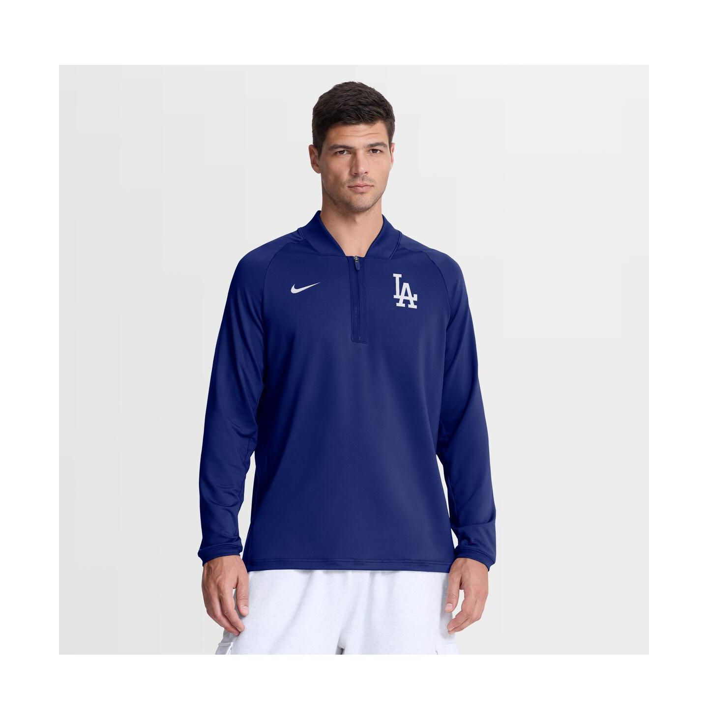 Мужской свитер Nike Royal Los Angeles Dodgers Authentic Collection Dri-FIT Raglan Half-Zip Pullover — фото 1