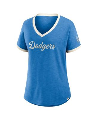 Women's Royal Los Angeles Dodgers Cooperstown Collection Vintage Play Slub V-Neck T-Shirt