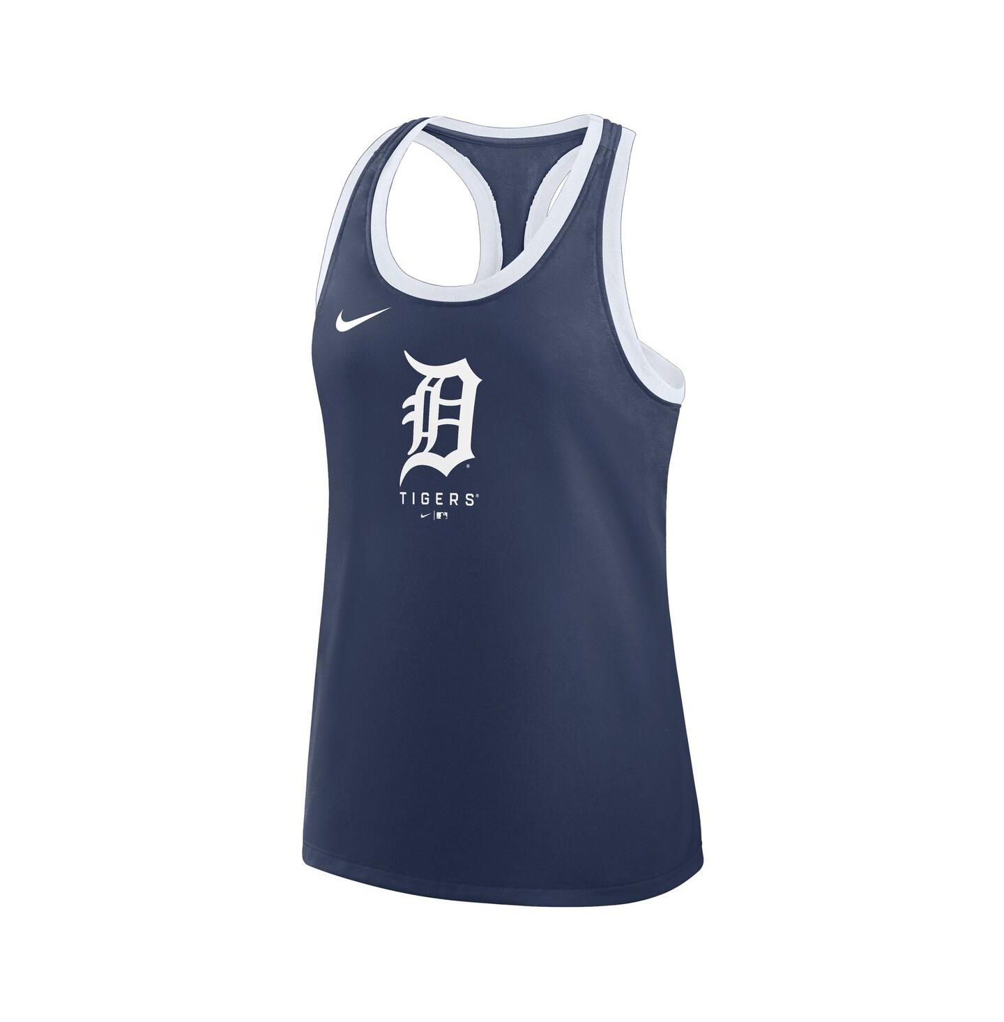 Женский топ Nike Navy Detroit Tigers Tri-Blend Dri-FIT Racerback — фото 2