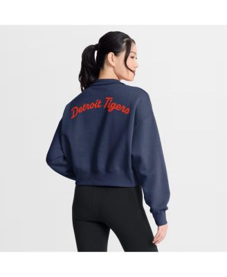 Women's Navy Detroit Tigers Primetime Phoenix Fleece Half-Zip Sweatshirt