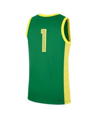 Men's Green Oregon Ducks 1 Road Replica Basketball Jersey