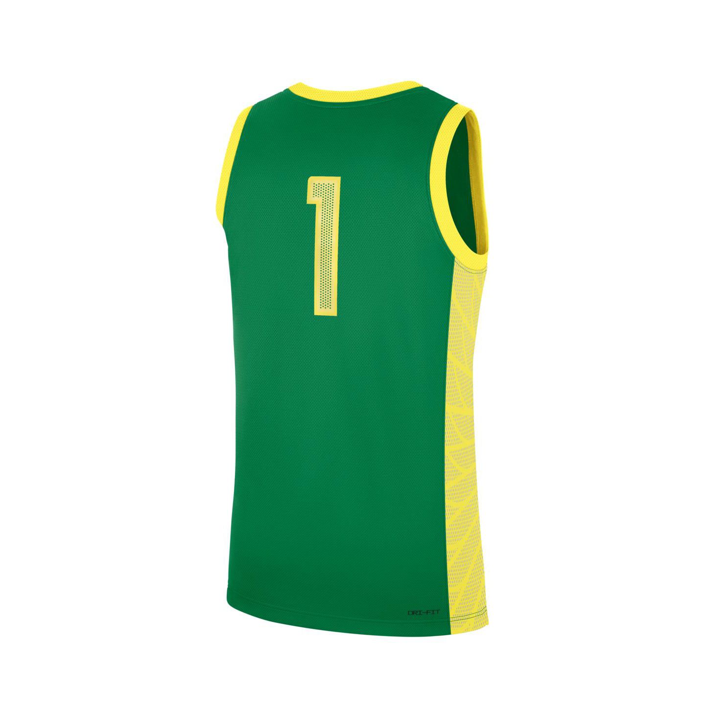 Мужской топ Nike Green Oregon Ducks 1 Road Replica Basketball Jersey — фото 2