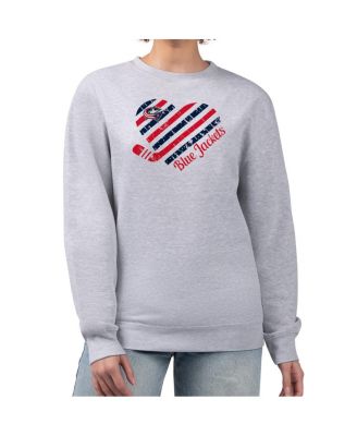 Women's Heather Gray Columbus Blue Jackets Heart Graphic Pullover Sweatshirt