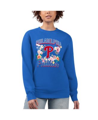 Women's Royal Philadelphia Phillies Flowers Graphic Pullover Sweatshirt