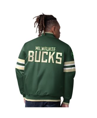 Men's Hunter Green Milwaukee Bucks Scout Varsity Satin Full-Snap Jacket