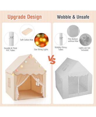 Kids Playhouse Tent with Star Lights and Mat