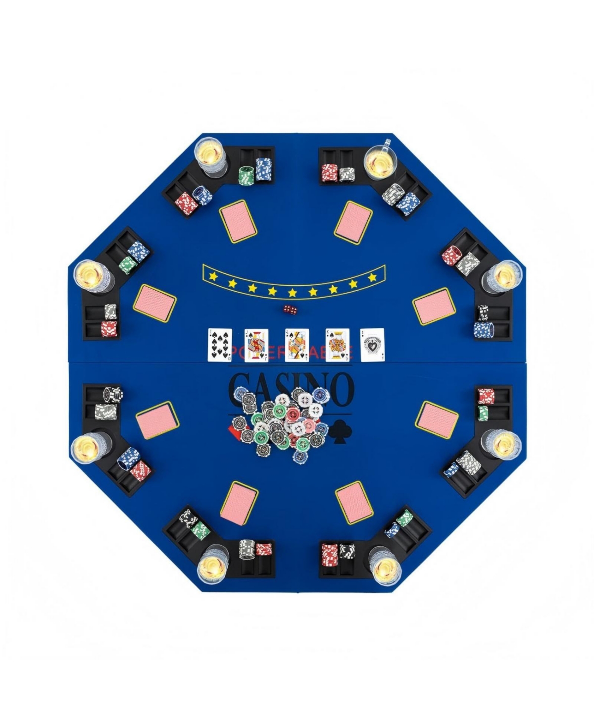 Hongge 84 Inch 10 Player Folding Poker Table Top with Cup Holders and Casino Felt Surface