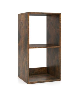 2-Cube Bookshelf with Back Guardrail for Living Room