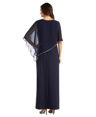 Women's Rhinestone-Edge Cape Gown