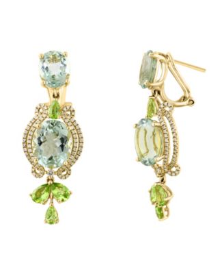 Amethyst (1/2 ct. t.w.), Peridot (1/3 ct. t.w.) & Diamond (7/10 ct. t.w.) Earrings in 14k Yellow Gold