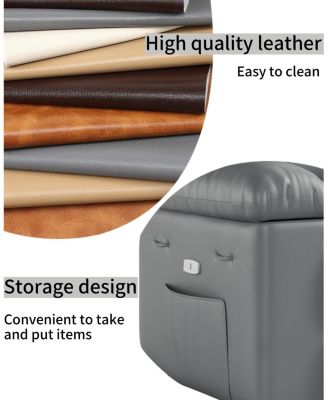 Manul Recliner Chair, Single PU Leather Sofa with Side Pocket, Chaise Lounge Reclining Seat with 2 Cup Holders