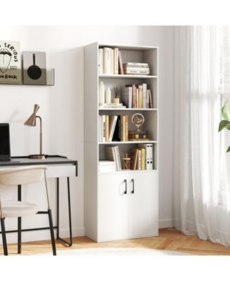 70 Inch Bookshelf 6-Tier with Storage Cabinet and Shelves