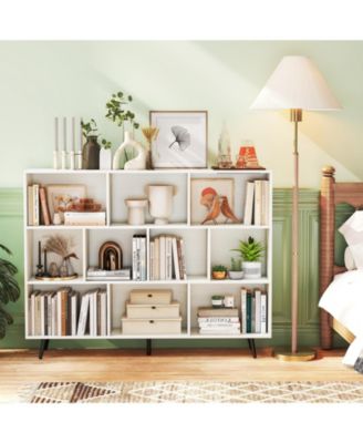 10-Cube Organizer Bookcase with Sturdy Metal Legs