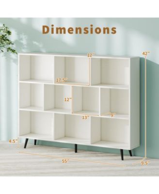10-Cube Organizer Bookcase with Sturdy Metal Legs
