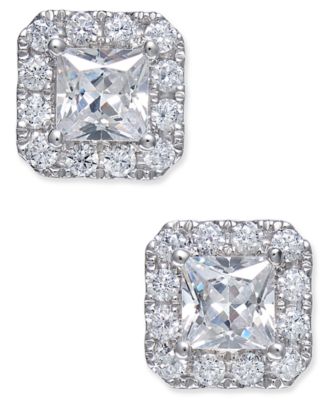 Macy's - Diamond Square Stud Earrings (1-1/2 ct. tw.) in 18k White Gold