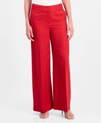 Women's Mid-Rise Wide Leg Linen Blend Pants