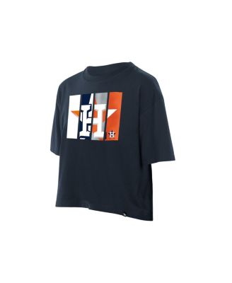 Women's Navy Houston Astros Boxy Foil Logo T-Shirt