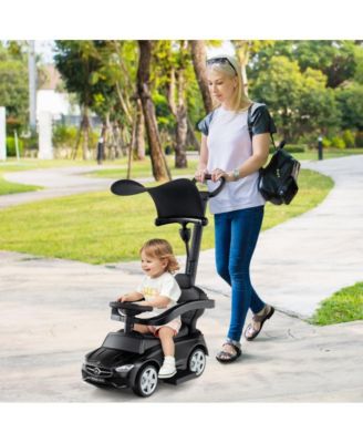 3 in 1 Mercedes Benz Licensed Push Ride On Car with Canopy Steering Wheel and Storage for Toddlers