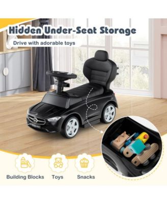 3 in 1 Mercedes Benz Licensed Push Ride On Car with Canopy Steering Wheel and Storage for Toddlers