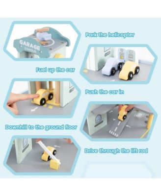 Parking Garage Playset with 4 Cars and Helicopter