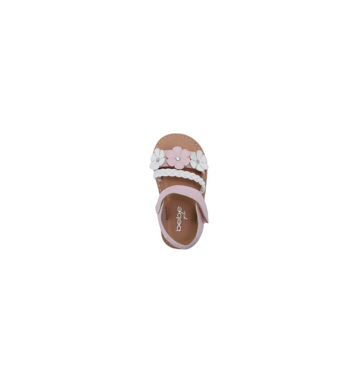 Сандалии Bebe Fashion Sandals - Dressy Shoes with Braided Strap and Flower Applique для девочек, цвет: Пудровый — фото 5