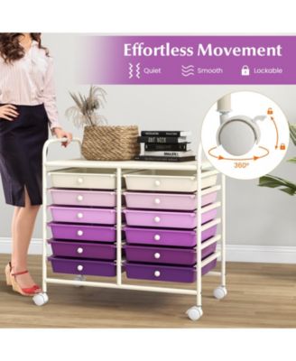 12 Drawers Rolling Storage Cart for Home and Office