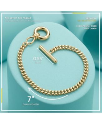 Modern 14K Gold Plated Toggle Curb Link Chain Bracelet
