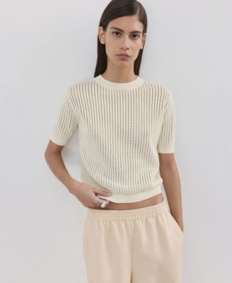 Women's Lace Accents Short-Sleeved Knitted Sweater