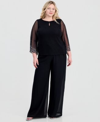 Plus Size Boat-Neck Metallic-Knit Top