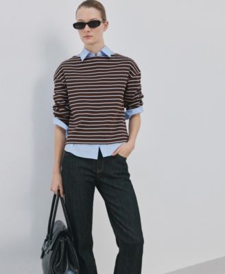 Women's Striped Boatneck Sweatshirt