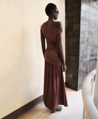 Women's Gathered Body Asymmetrical Dress