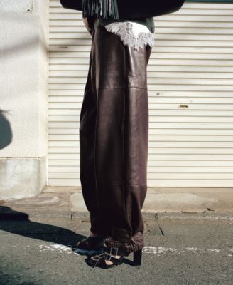 Women's Leather Buttoned Hem Pants