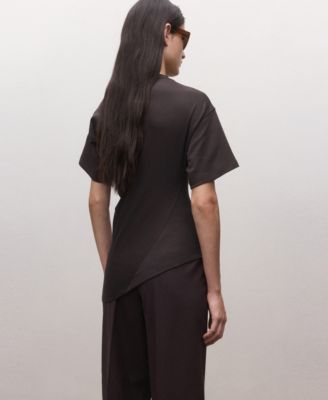 Women's Asymmetrical Hem Fitted Cotton T-Shirt