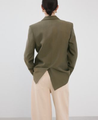 Women's Lapel Pockets Straight Suit Jacket