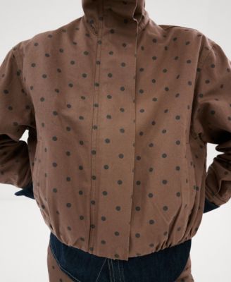 Women's Polka-Dot Denim Bomber Jacket